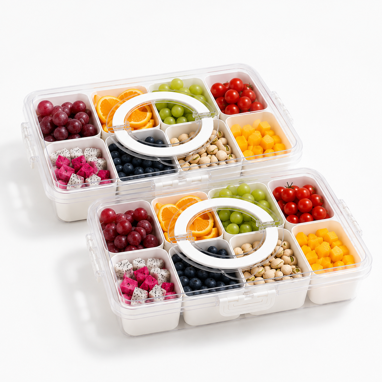 Organizador de Alimento Acrílico Com 8 Divisórias Para Frutas Legumes e Petiscos Transparente