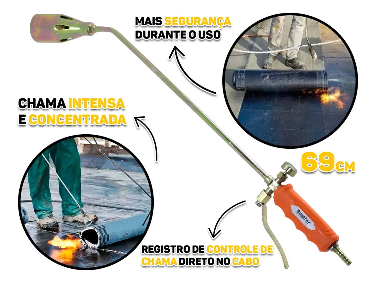 Maçarico Lança Chamas Portátil com Soldagem + Kit EPI Soldador